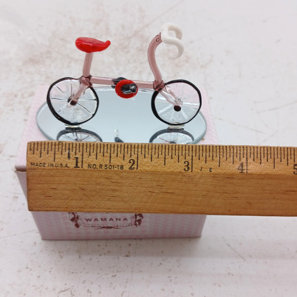 WAMANA Hand Blown Glass Bicycle Figurine w/ Box & Mirror Base - Picture 6 of 8
